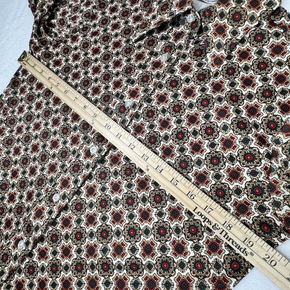 Vintage 70's Mens Sears Button Down Shirt M Pointy Collar Retro Disco Medallion - Picture 11 of 13